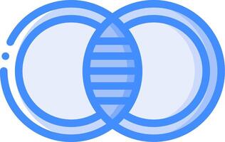 Two blue circles with a single line connecting them vector