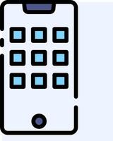 A phone with a square screen and a blue button vector