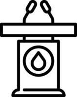 A black and white drawing of a podium with a microphone vector