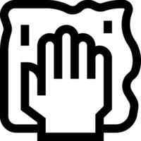 A black and white icon of a hand with a hand on it vector