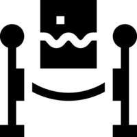 A black and white icon of a chair with a person sitting in it vector