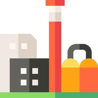 A flat icon of a building with a lock and a padlock vector