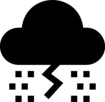 A black and white cloud with a lightning bolt vector