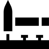 A black and white image of a building with a tower vector