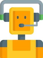 A robot with a headset on its head vector