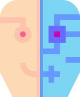 A person's face with a computer in the background vector