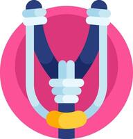 A pink circle with a blue handle and a yellow handle vector