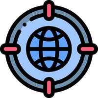 A globe icon with a crosshair around it vector