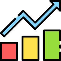 A graph chart with an arrow going up vector