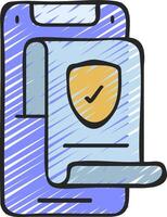 A phone with a shield icon on it vector