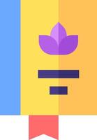 A yellow and blue square with a purple flower on it vector