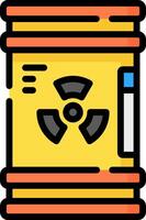 A yellow container with a radioactive symbol on it vector
