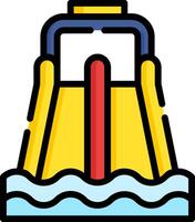 A yellow water slide with a red handle vector