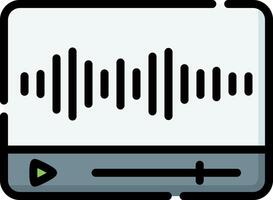 An icon of a sound player with a green arrow vector
