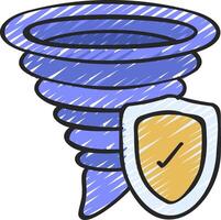 A tornado with a shield and a shield icon vector