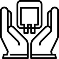 Two hands holding a small device icon vector