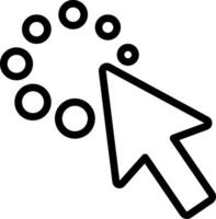 A black and white icon of a mouse pointing to a circle vector