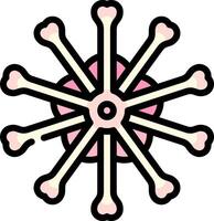 A pink and white snowflake with many small bones vector