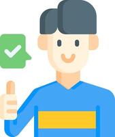 A man with thumbs up and a green check mark vector