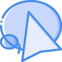 A blue and white speech bubble with a triangle vector