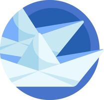 A paper boat floating in a circle vector