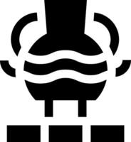 A black and white icon of a vase with a wave pattern vector
