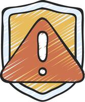 A shield with an exclamation mark on it vector