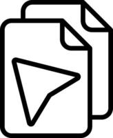 A black and white icon of a folder with a triangle vector