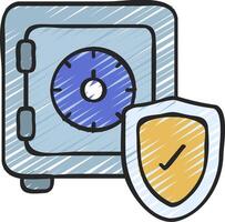 A security box with a shield and a lock vector