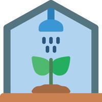 A plant growing in a house with a shower vector