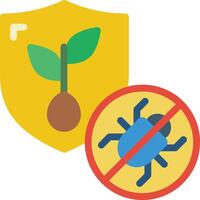A shield with a plant and a bug on it vector