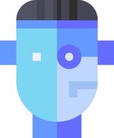 A blue robot head with a black face vector