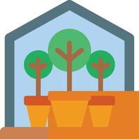 A house with trees in pots on the side vector