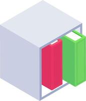 A cube with two books inside it vector