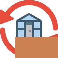 A house with a red arrow pointing to it vector