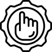 A black and white icon of a hand pointing up vector