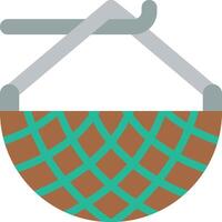 A basket with a handle and a green and brown pattern vector