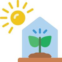 A house with a plant growing in it and a sun behind it vector