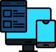 Responsive Web Design Line Filled Icon vector