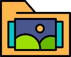 Images Folder Line Filled Icon vector