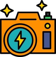 Flash Camera Line Filled Icon vector