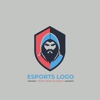 Esports logo design template with a bearded man in a hoodie vector