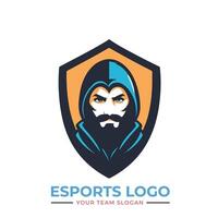 An esports logo with a bearded man in a hoodie vector