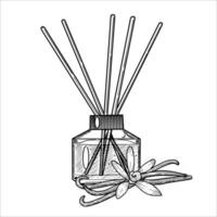 vanilla air refreshing diffusers and incense sticks . Hand drawn illustration on isolated background vector