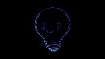 Neon frame effect, Smart Bulb symbolizing IoT on black background video