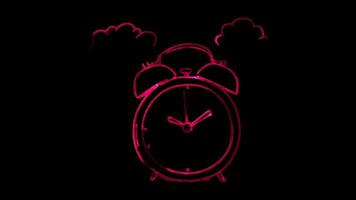 Neon frame effect, Clock for time synchronization on black background video