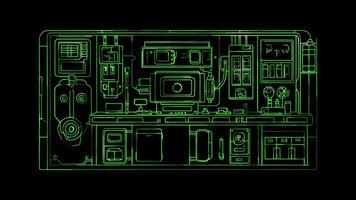 Neon frame effect, Quantum Computer symbolizing cutting-edge computing technology on black background video