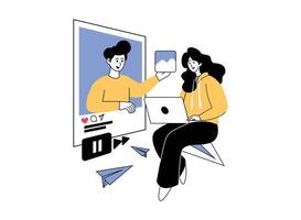 two people are creating content ideas vector