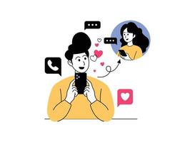 two people who are looking for partners on smartphone applications vector
