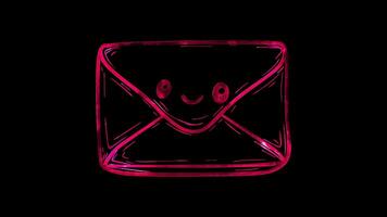 Neon frame effect, Envelope email on black background video